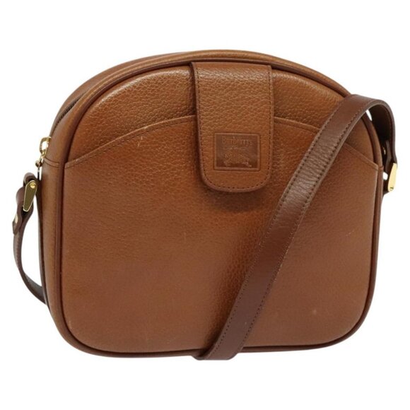Burberrys Shoulder Bag Leather Brown Gold Auth - Picture 1 of 16